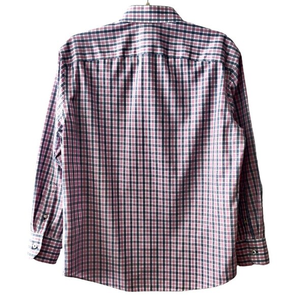 Untuckit Mens Size S Pink Blue Check Plaid Wrinkle Free Long Sleeve Button Shirt - Picture 3 of 9